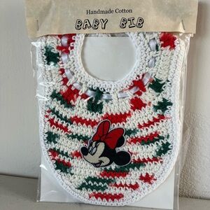 Handmade Cotton Baby Bib with Red, Green, and White Design